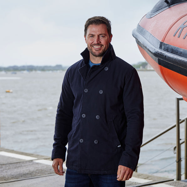 RNLI Men’s Quilted Canvas Pea Coat, Navy