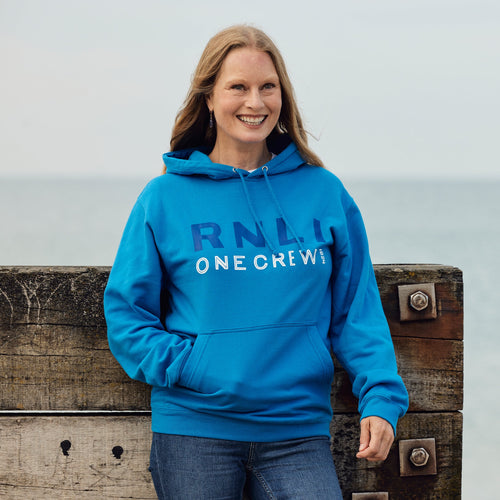 RNLI One Crew Unisex Hoodie, Blue
