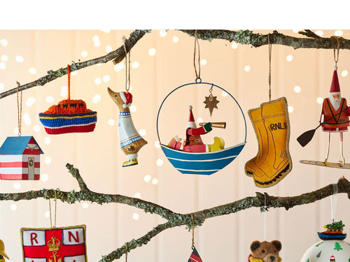 RNLI Santa with a Telescope Decoration