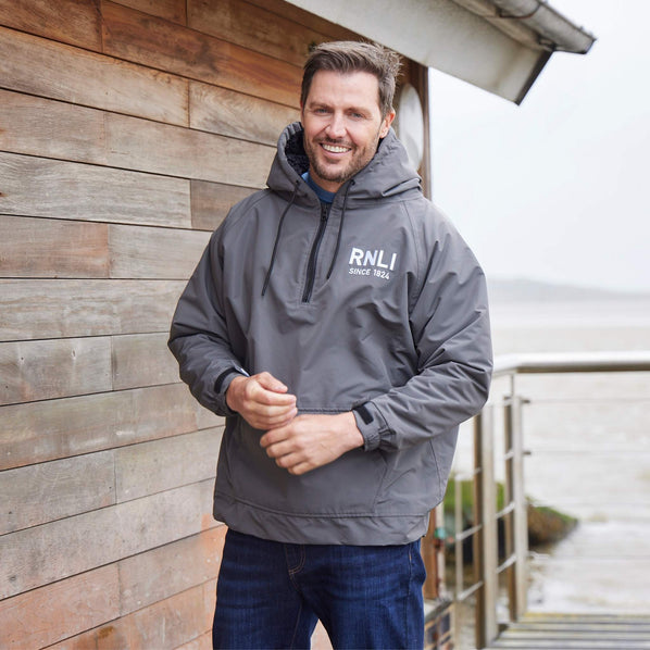 RNLI Since 1824 Unisex Waterproof Fleece Hoodie, Grey