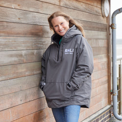 RNLI Since 1824 Unisex Waterproof Fleece Hoodie, Grey