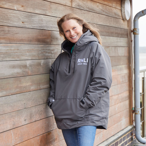RNLI Since 1824 Unisex Waterproof Fleece Hoodie, Grey