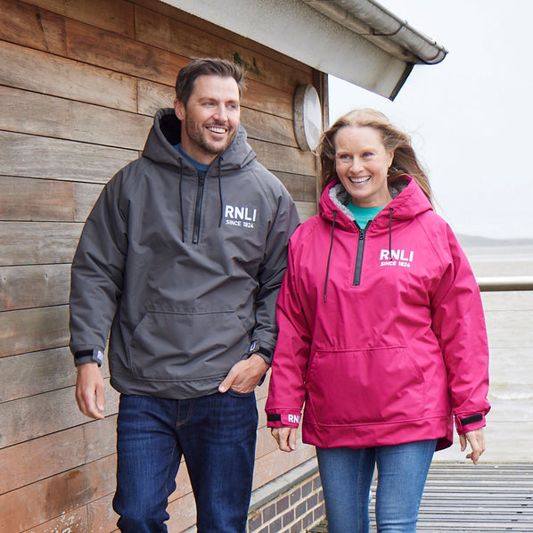 RNLI Since 1824 Unisex Waterproof Fleece Hoodie, Grey