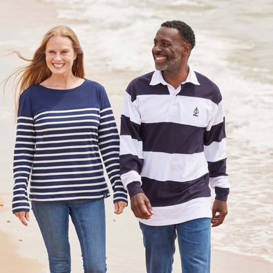 RNLI Stripe Embroidered Men's Rugby Top
