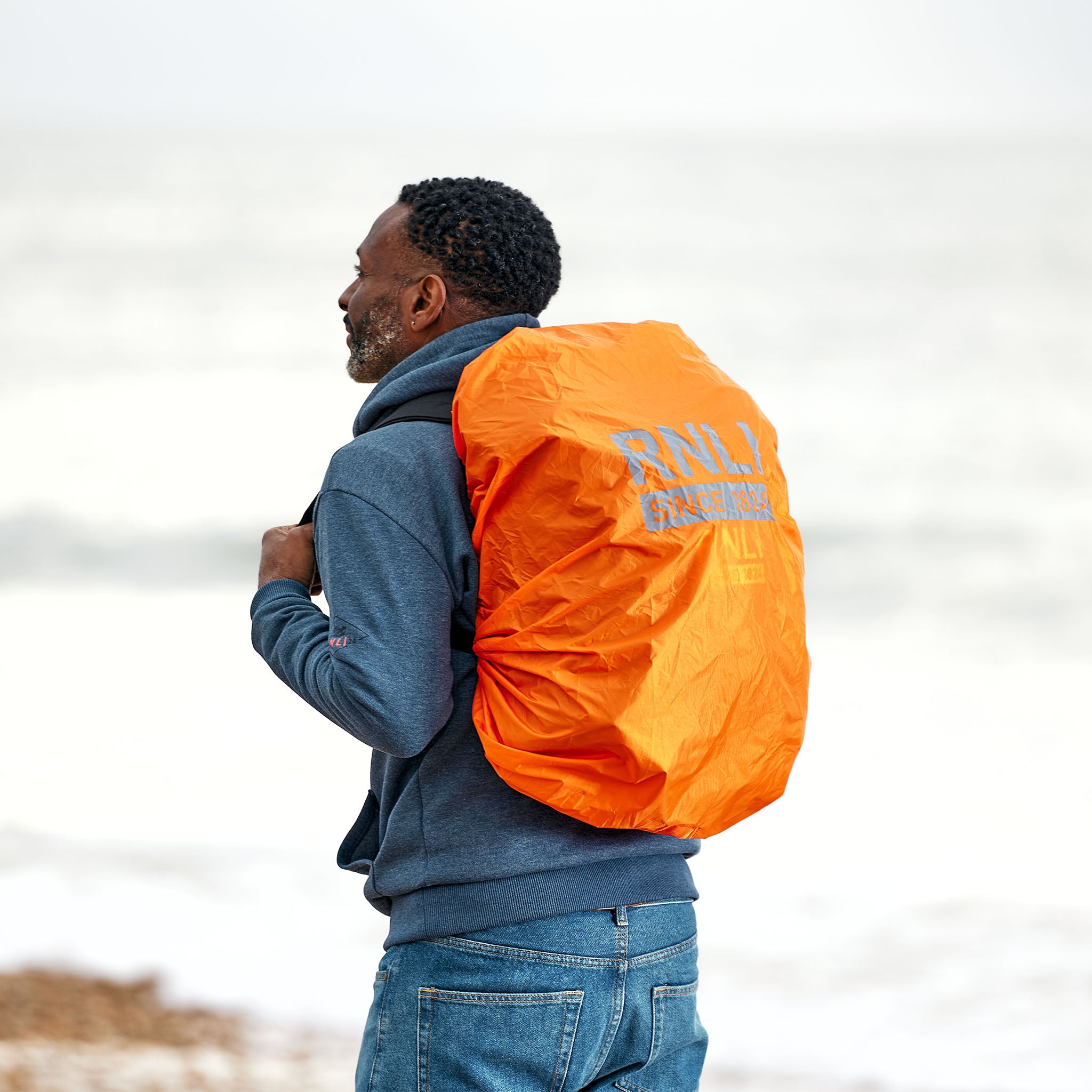backpack cover travel RNLI Waterproof Reflective Bag Cover, Orange