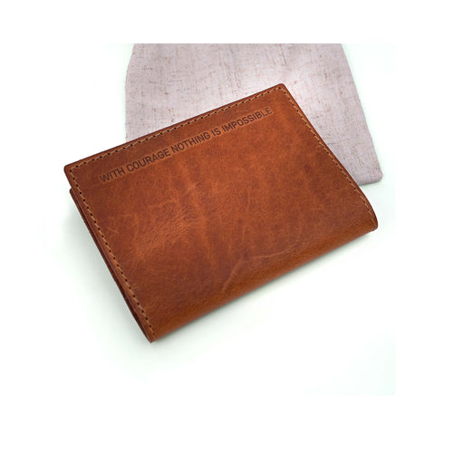 RNLI With Courage Leather Card Holder Brown