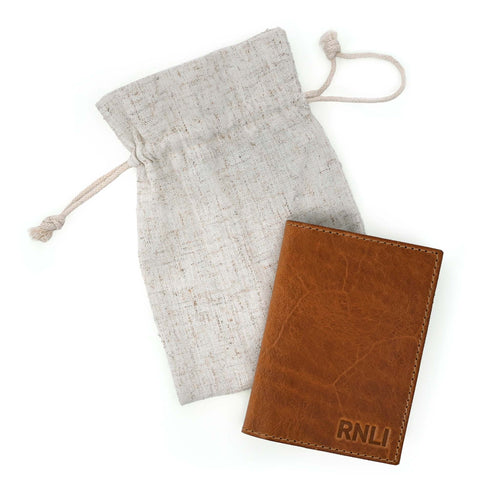 RNLI With Courage Leather Card Holder Brown