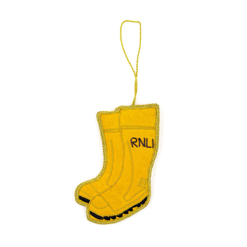 RNLI Yellow Welly Embroidered Decoration