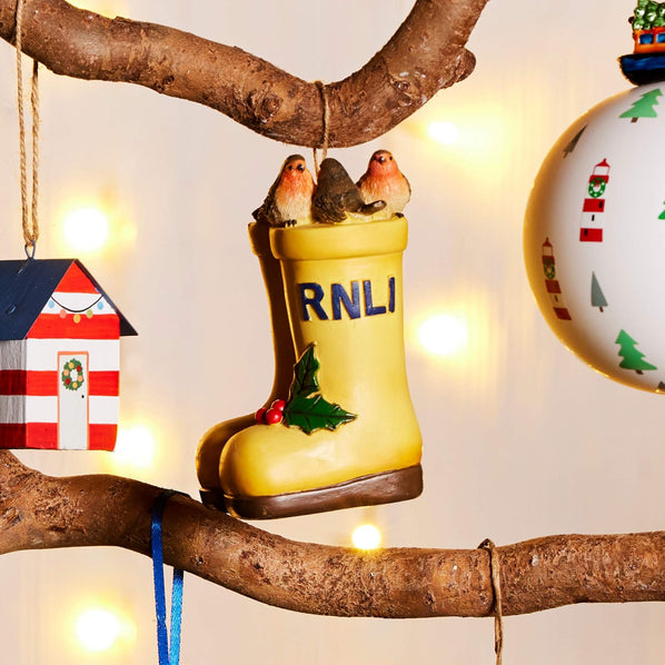 RNLI Yellow Welly Hanging Decoration