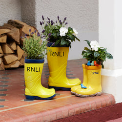 RNLI Yellow Welly With Birds Planter, Small