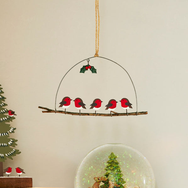 Robins on a Branch Hanging Decoration
