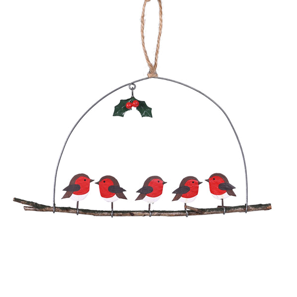 Robins on a Branch Hanging Decoration