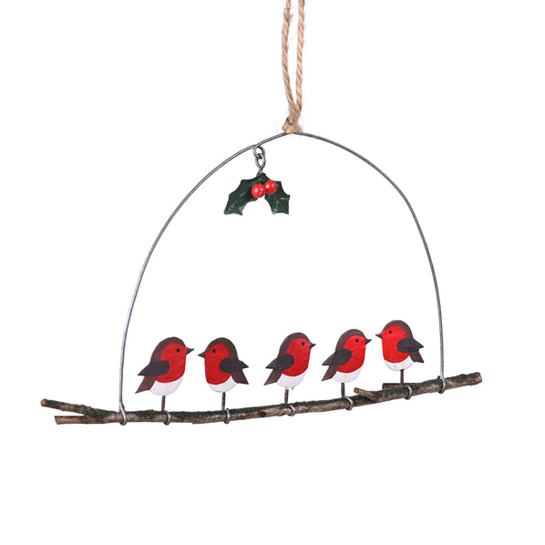 Robins on a Branch Hanging Decoration