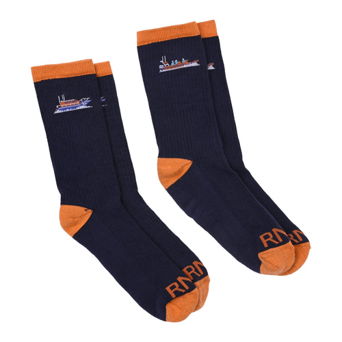 RS2642401NAV RNLI Lifeboat Navy Sport Socks, Pack of 2