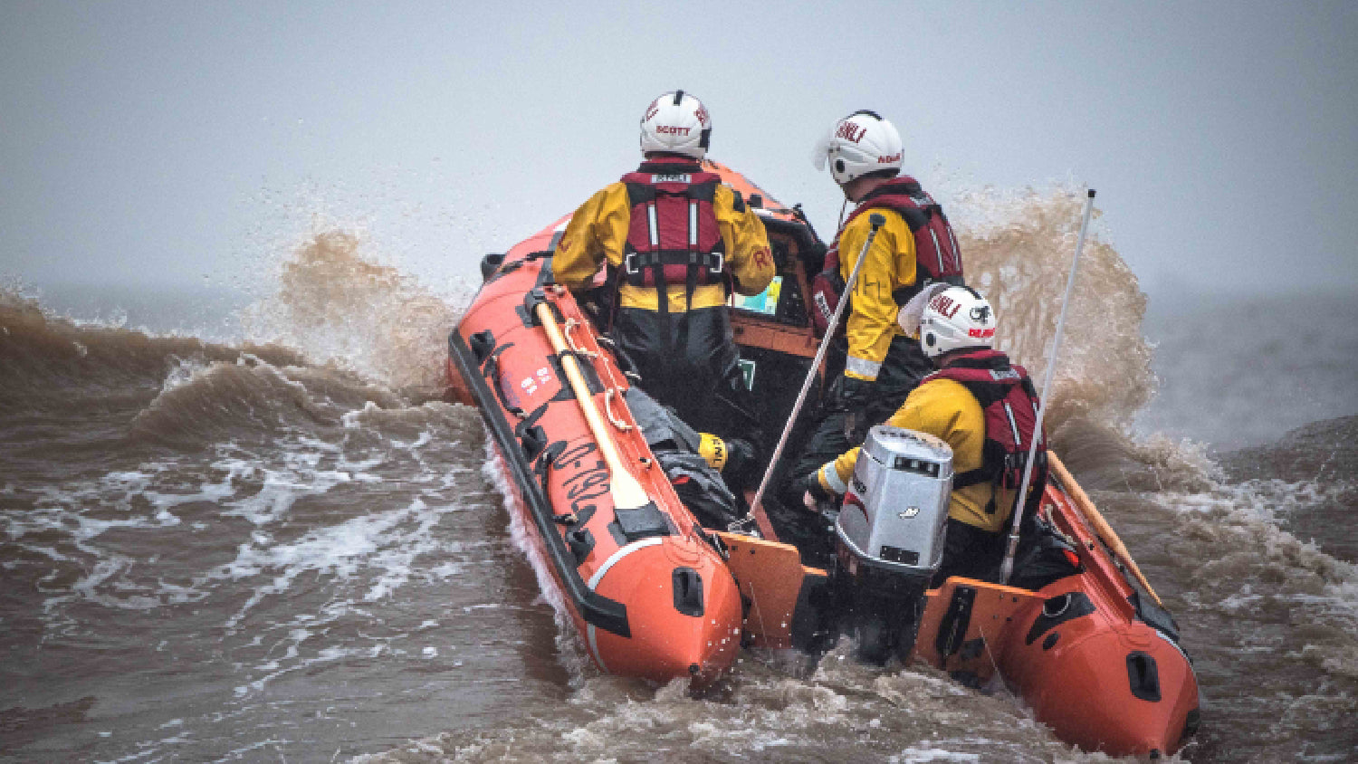 Brave Skegness RNLI Crew volunteers on a training exercise on D-class inshore lifeboat
