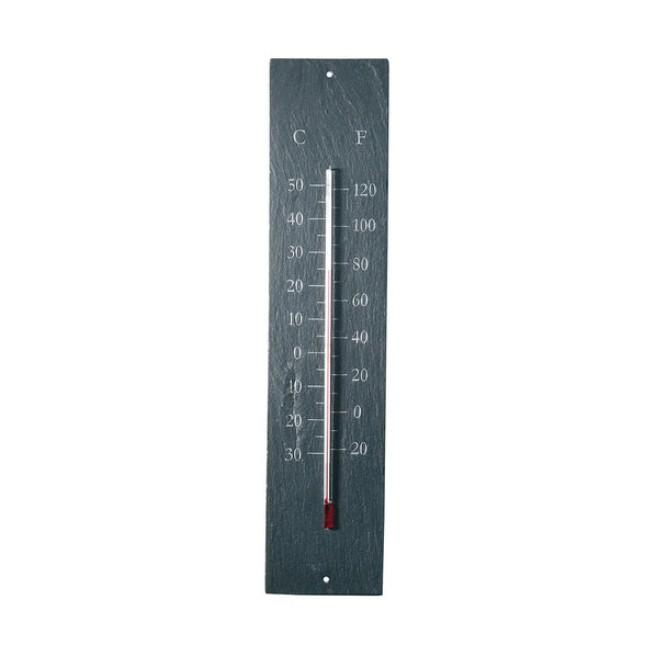 A slate thermometer with a scale in both Celsius and Fahrenheit