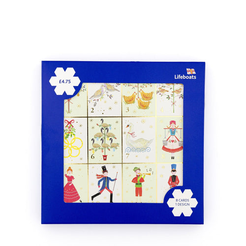 The cards are packed in a navy blue RNLI box.