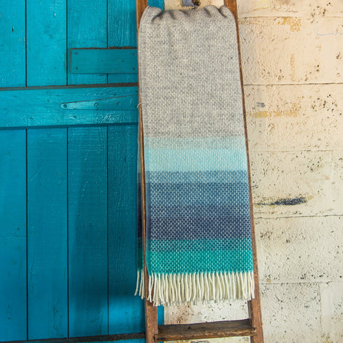 Woven Ombre Seaside Throw, Blue/Grey