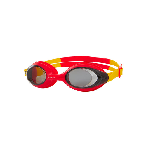 A red and yellow set of kids' goggles with RNLI branding on the strap.