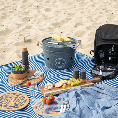 B&Co Portable Bucket BBQ, Grey