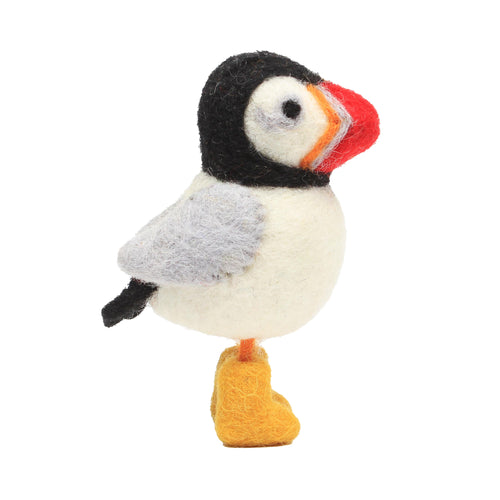 Felted Puffin in Yellow Wellies Christmas Decoration