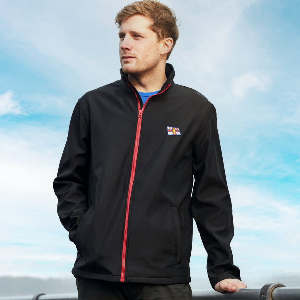 Rnli Jacket RNLI Men's Ablaze Softshell Jacket, Black/Red | RNLI Shop