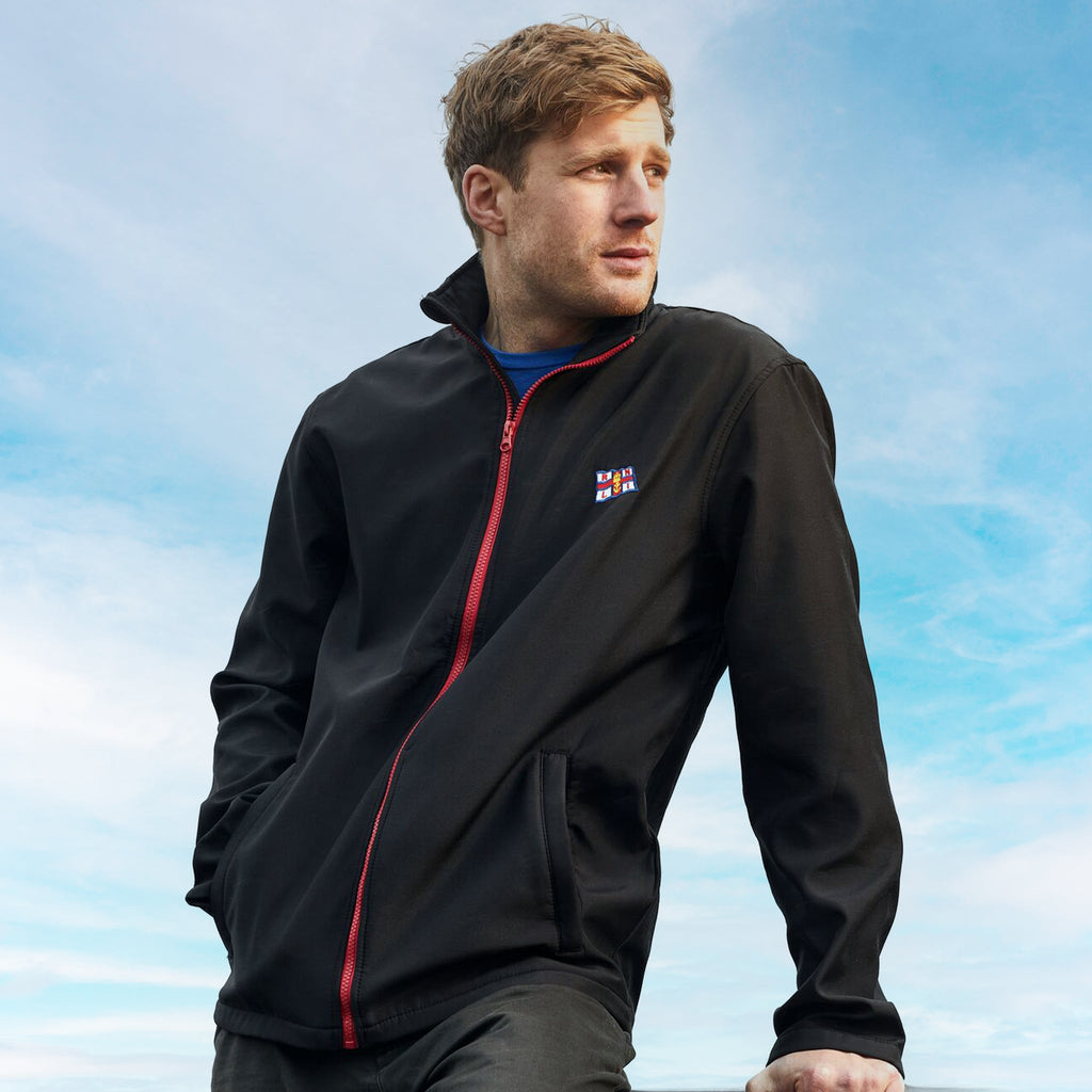 Rnli Jacket RNLI Men's Ablaze Softshell Jacket, Black/Red | RNLI Shop