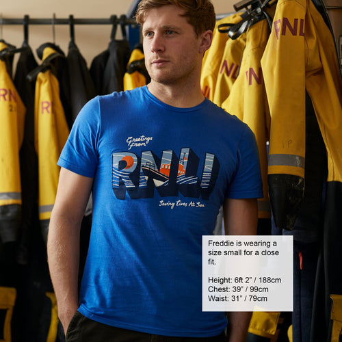 Men's Greetings from the RNLI T-shirt, Royal Blue