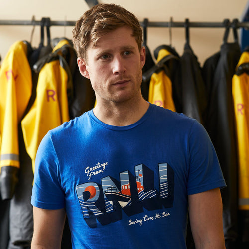 Men's Greetings from the RNLI T-shirt, Royal Blue