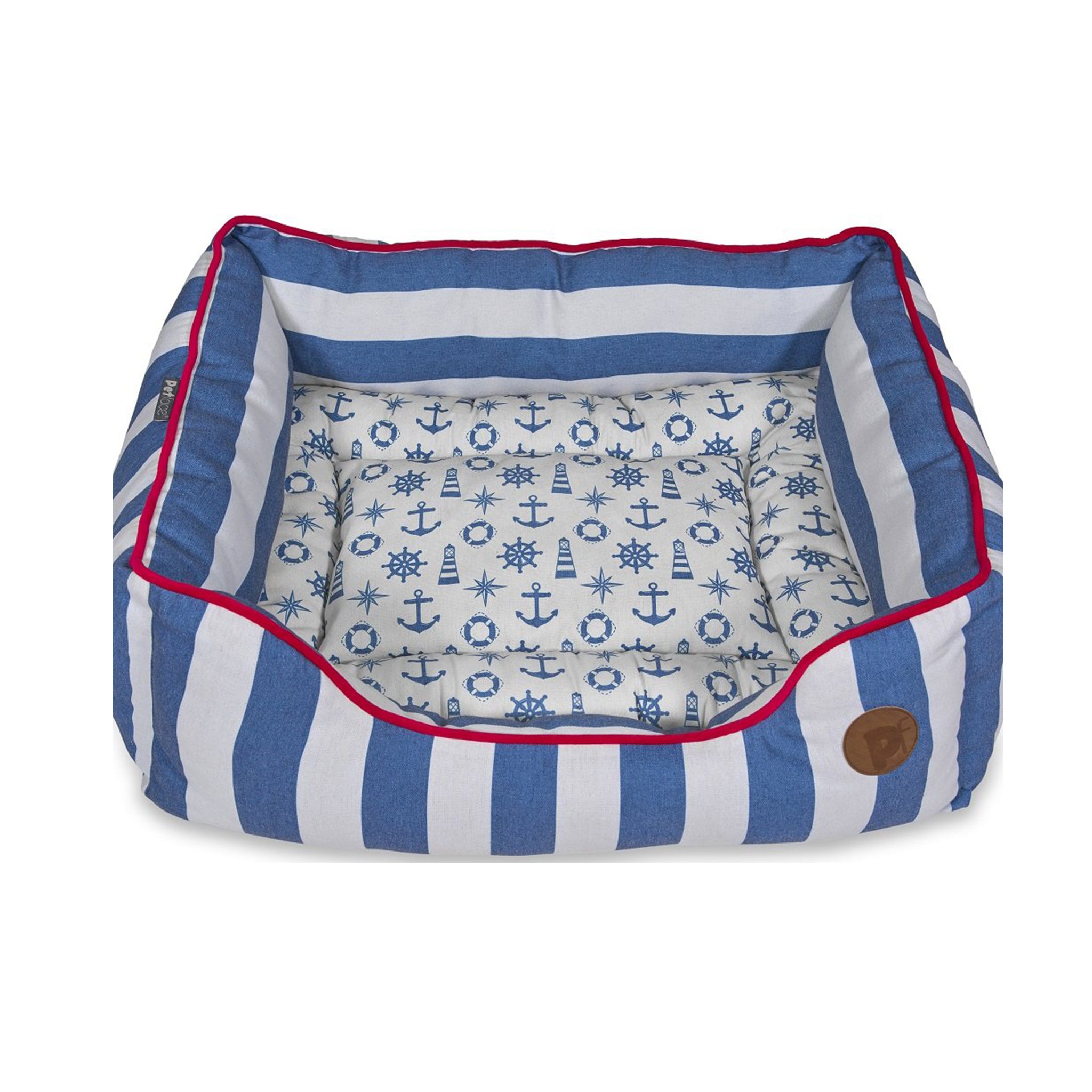 Petface Nautical Stripe Pet Bed Blue White