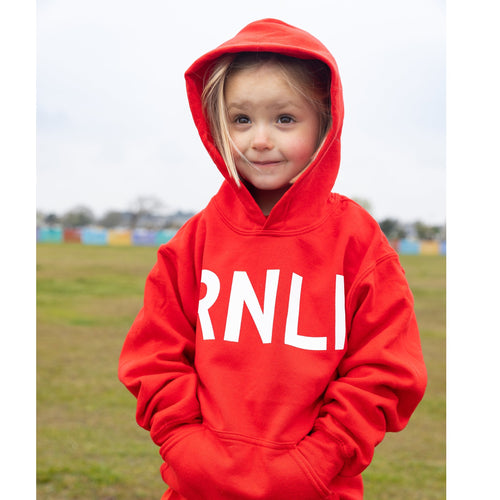 RNLI Kids' Adventure Logo Hoodie, Red