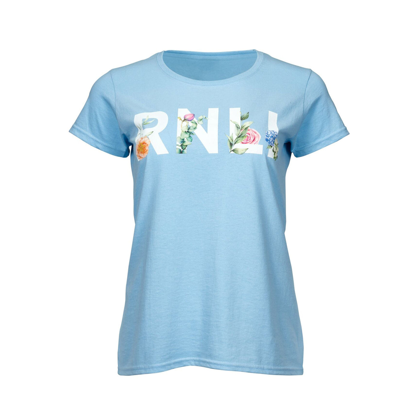 RNLI Women's Flowers Short Sleeve T-shirt, Blue | RNLI Shop