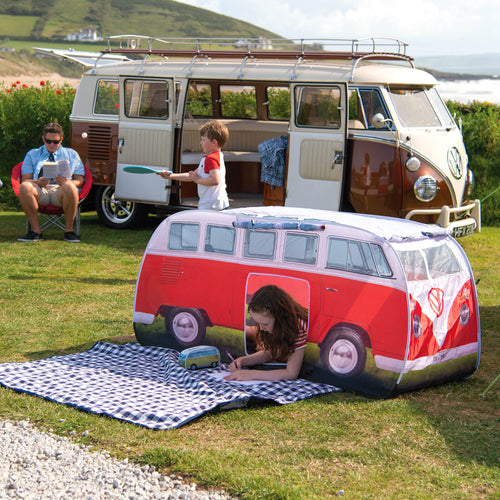 VW Campervan Kids Pop Up Play Tent, Red