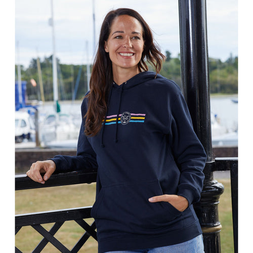 Women's Stripe Logo Hoodie, Navy