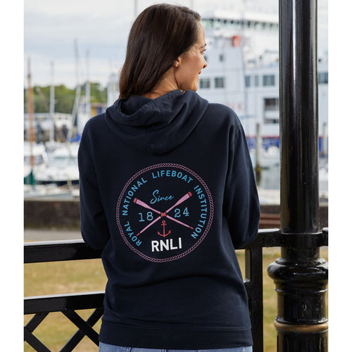 Women's Stripe Logo Hoodie, Navy